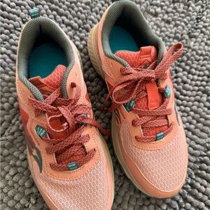 Coral and Teal Athletic Sneakers